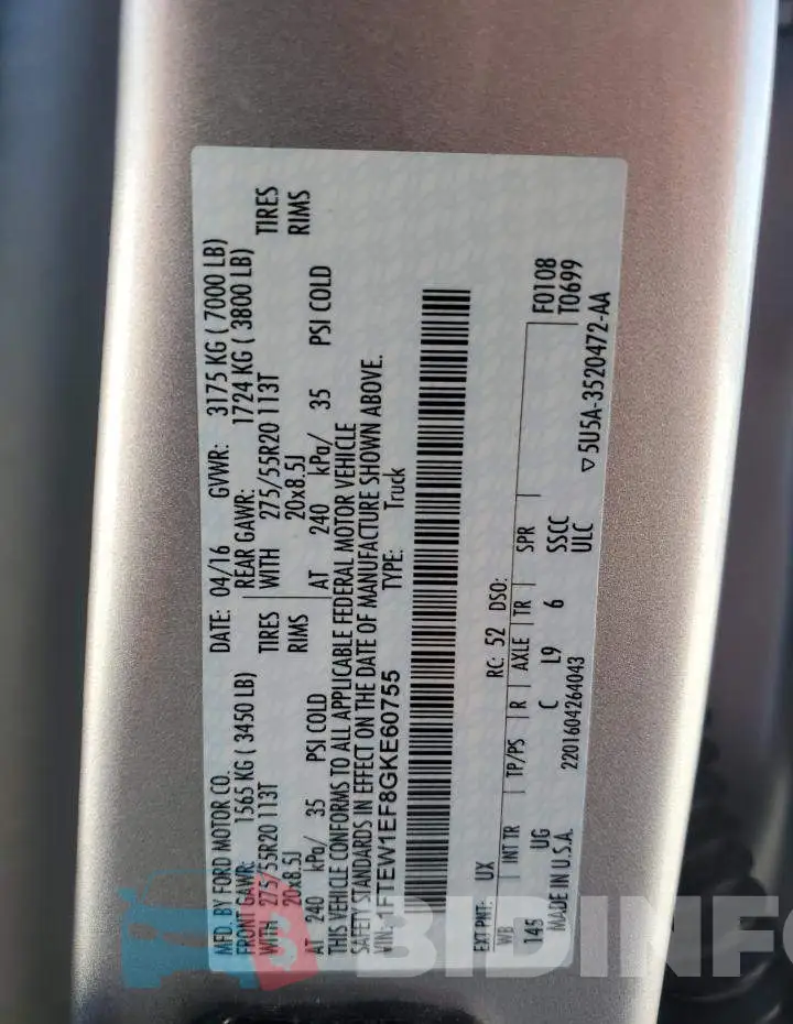1FTEW1EF8GKE60755 Photo# 12
