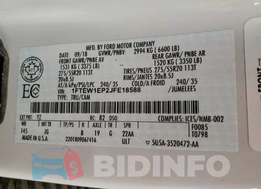 1FTEW1EP2JFE18588 Photo# 12