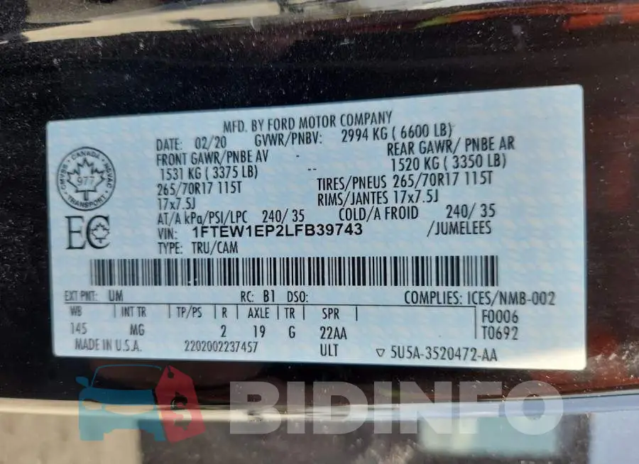 1FTEW1EP2LFB39743 Photo# 12