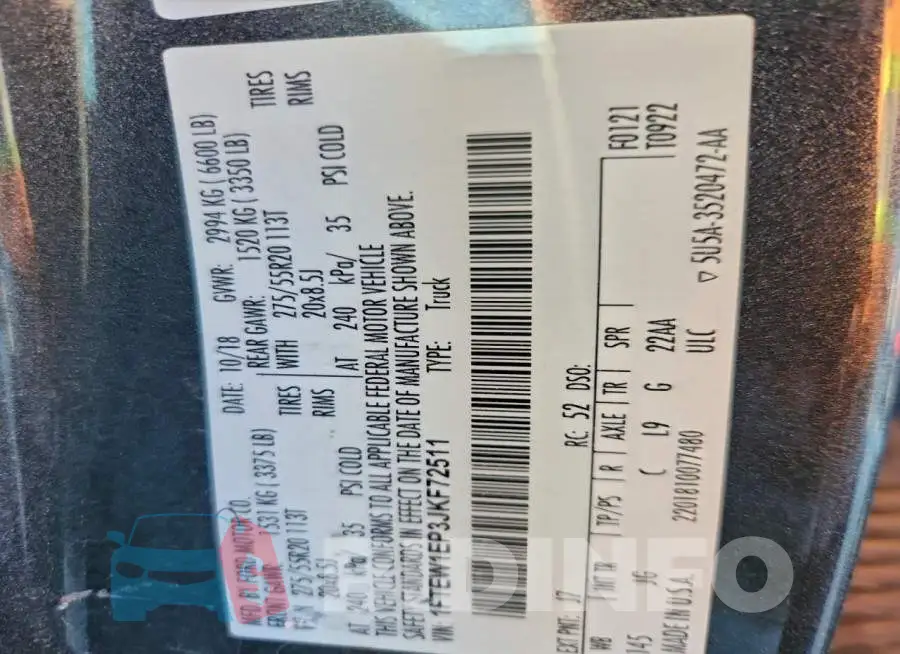 1FTEW1EP3JKF72511 Photo# 12