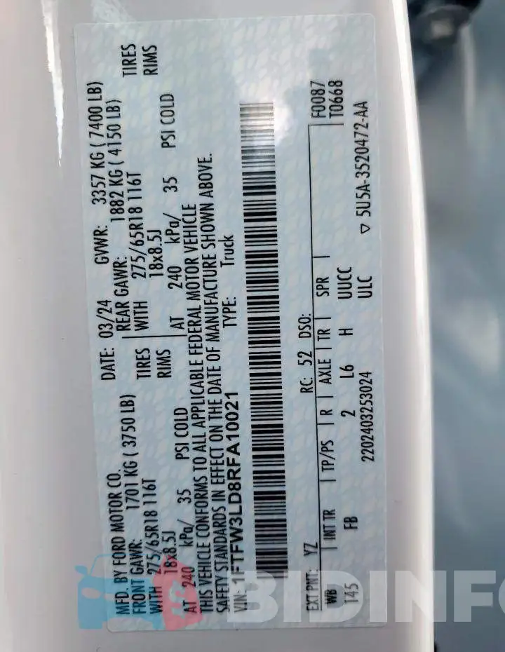 1FTFW3LD8RFA10021 Photo# 12