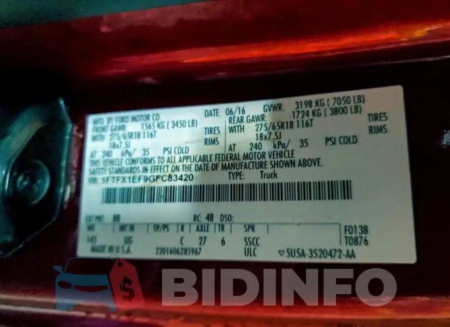 1FTFX1EF9GFC83420 Photo# 12