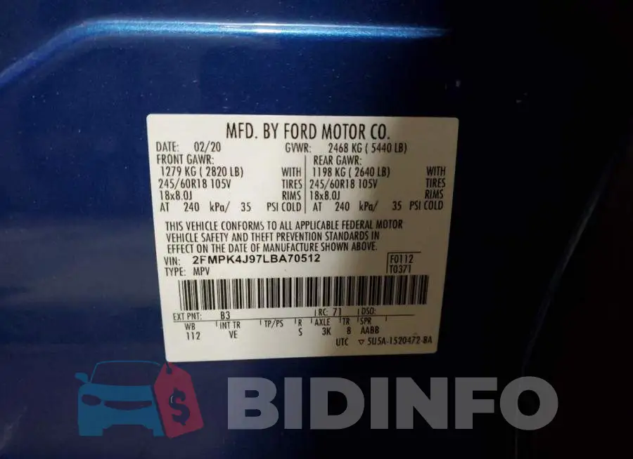2FMPK4J97LBA70512 Photo# 13