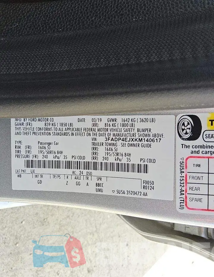 3FADP4EJXKM140617 Photo# 12