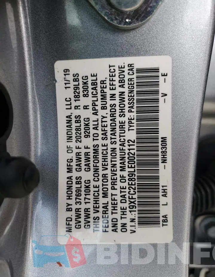 19XFC2E89LE002112 Photo# 12
