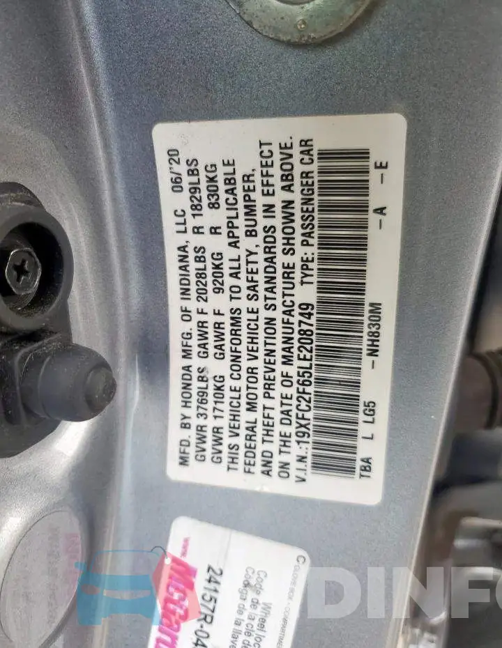 19XFC2F65LE208749 Photo# 12