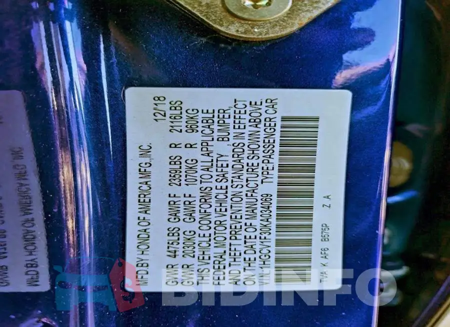 1HGCV1F30KA034069 Photo# 13