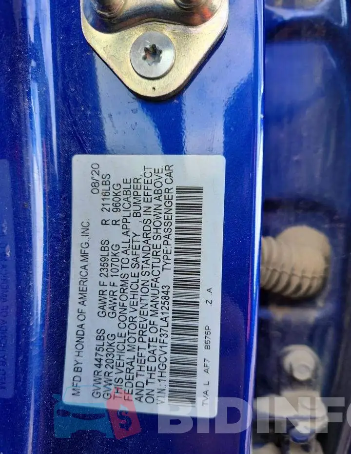 1HGCV1F37LA125843 Photo# 12