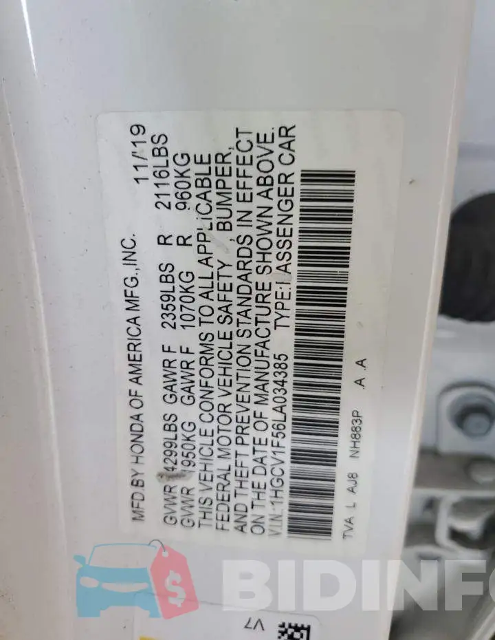 1HGCV1F56LA034385 Photo# 12
