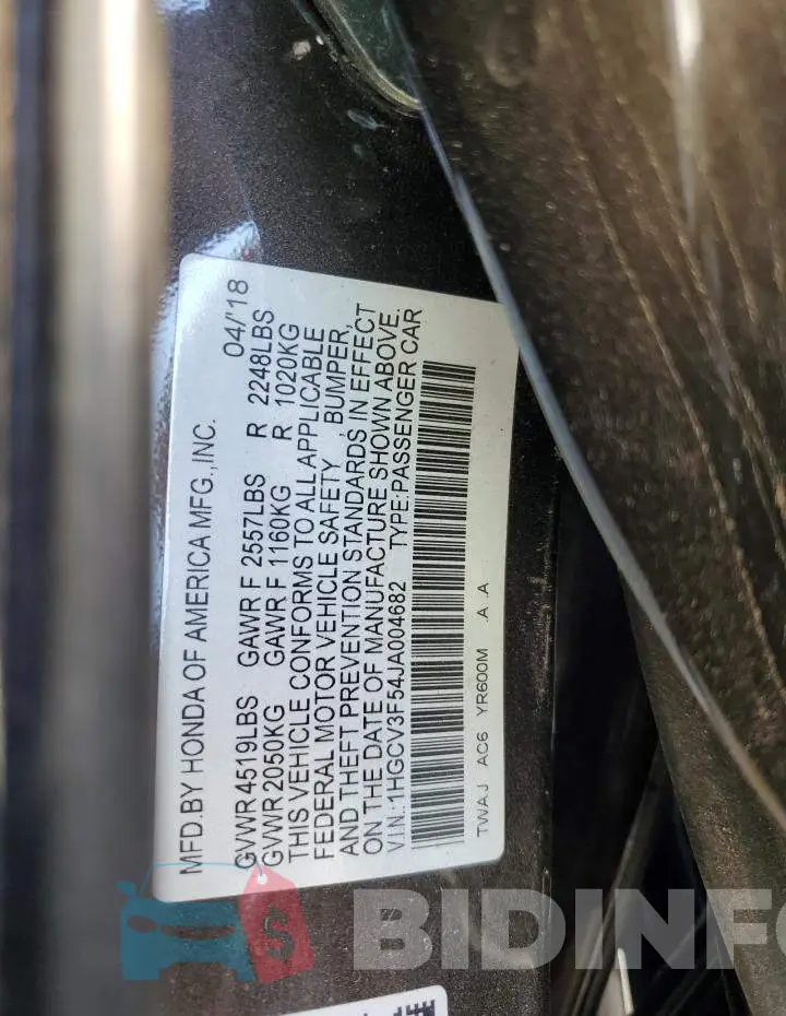 1HGCV3F54JA004682 Photo# 12