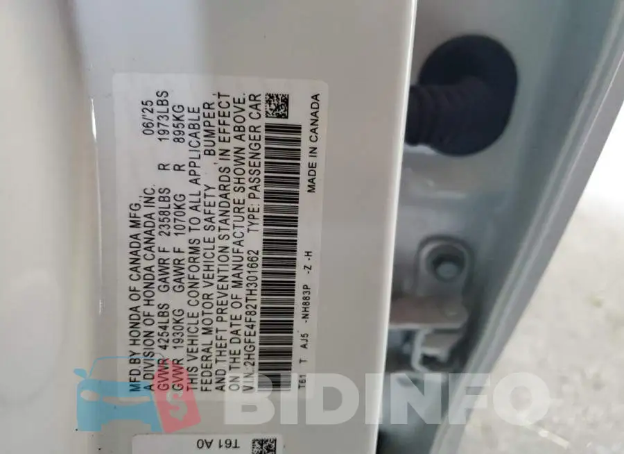 2HGFE4F82TH301662 Photo# 12