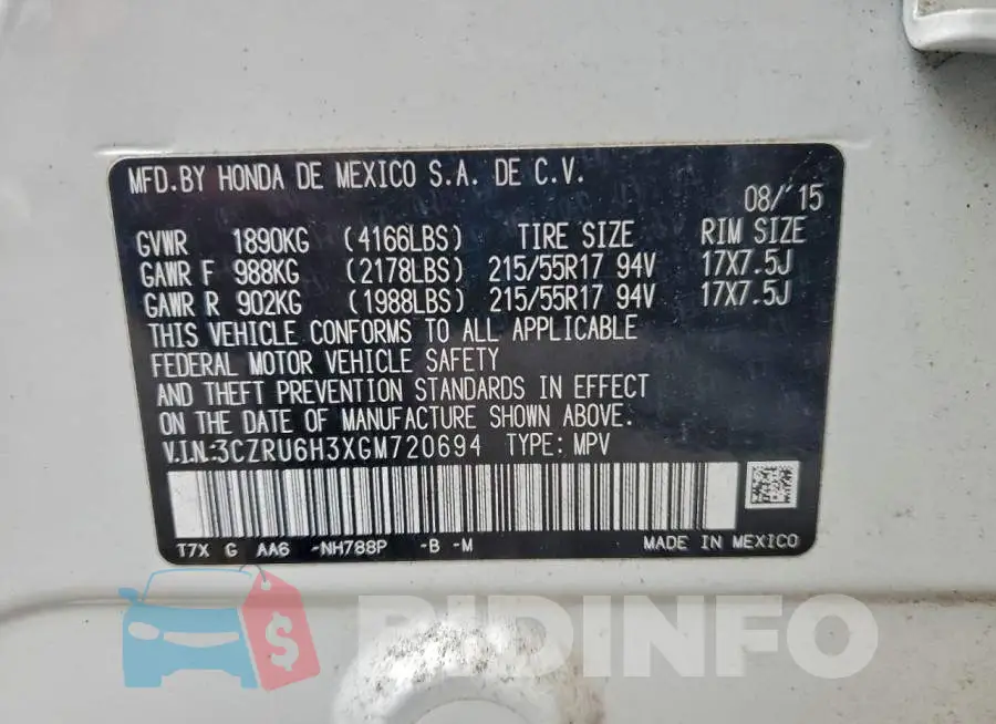 3CZRU6H3XGM720694 Photo# 14