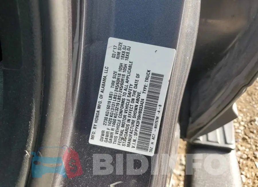 5FPYK3F59HB033424 Photo# 12