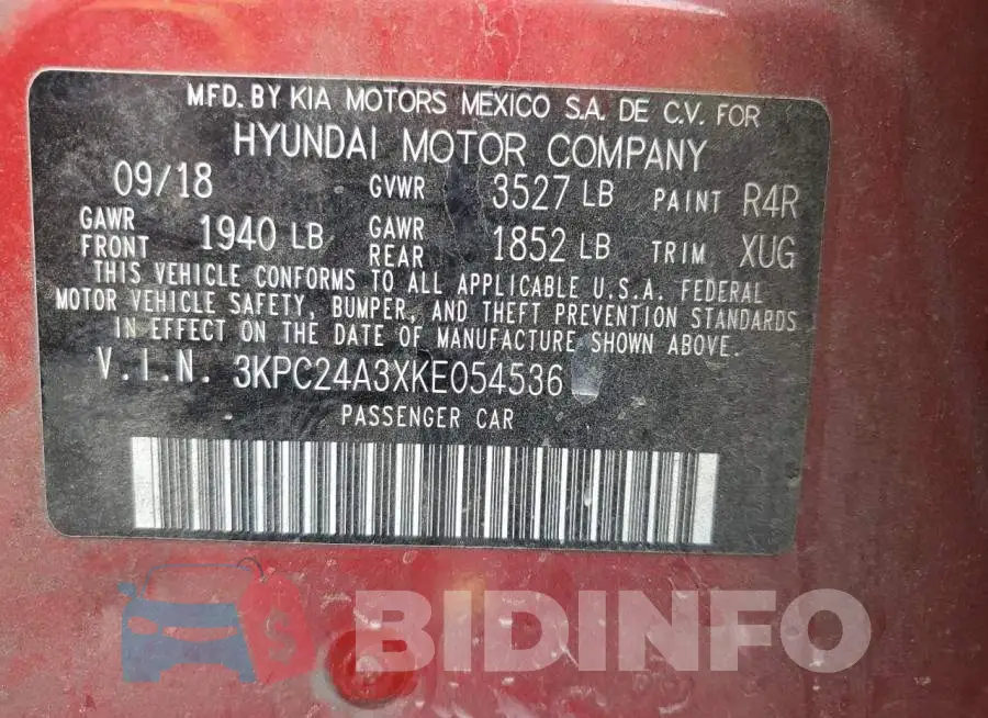 3KPC24A3XKE054536 Photo# 12