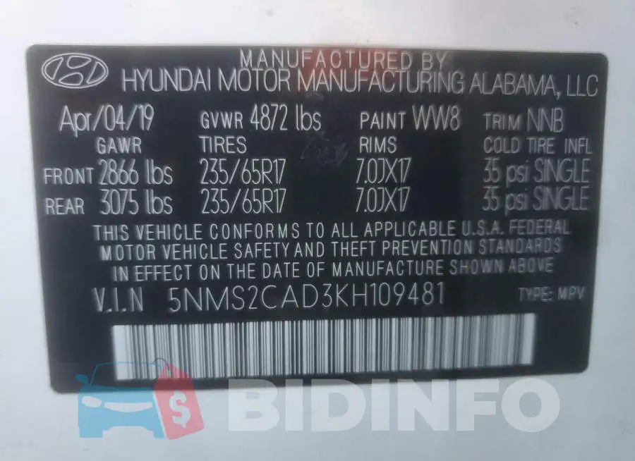 5NMS2CAD3KH109481 Photo# 14