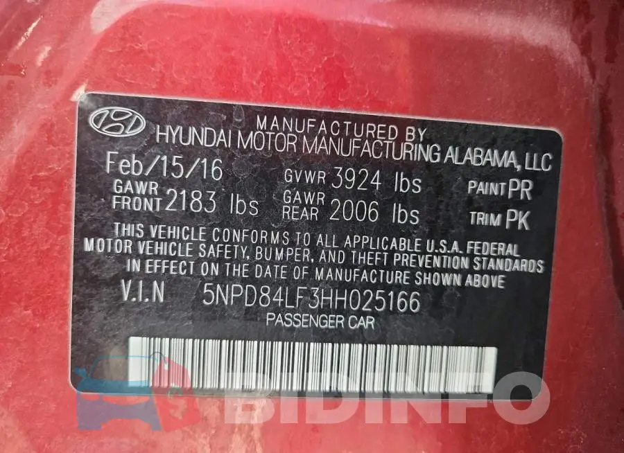 5NPD84LF3HH025166 Photo# 13