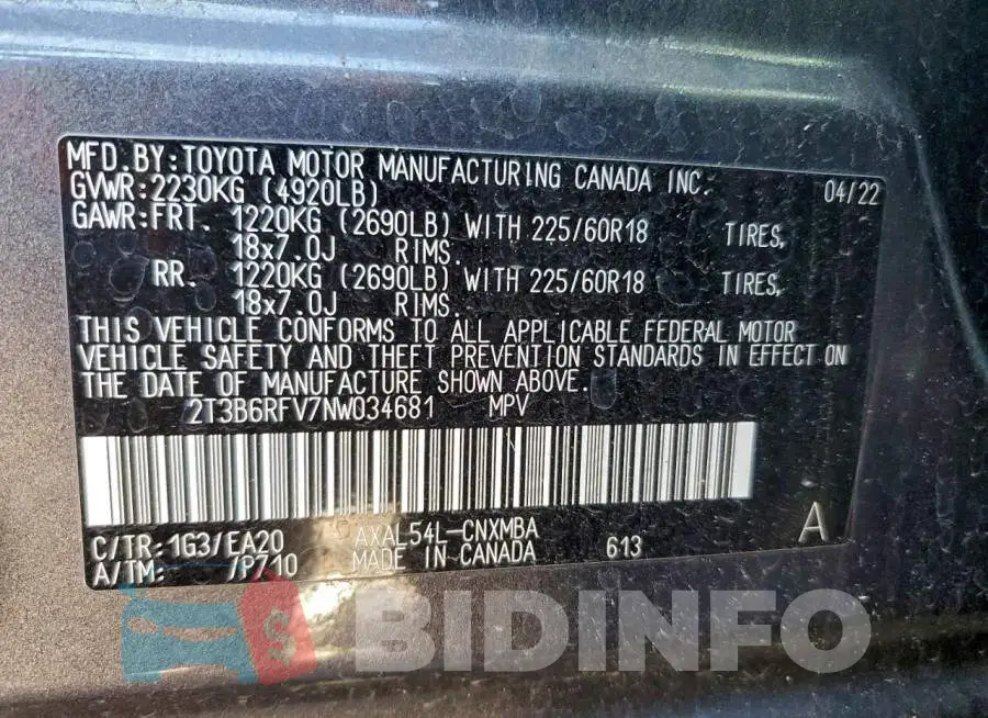 2T3B6RFV7NW034681 Photo# 12