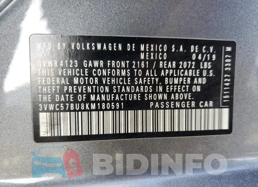 3VWC57BU8KM180591 Photo# 12