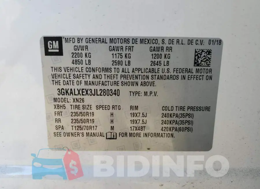 3GKALXEX3JL280340 Photo# 14