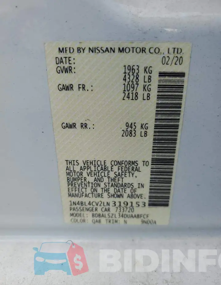 1N4BL4CV2LN319153 Photo# 13