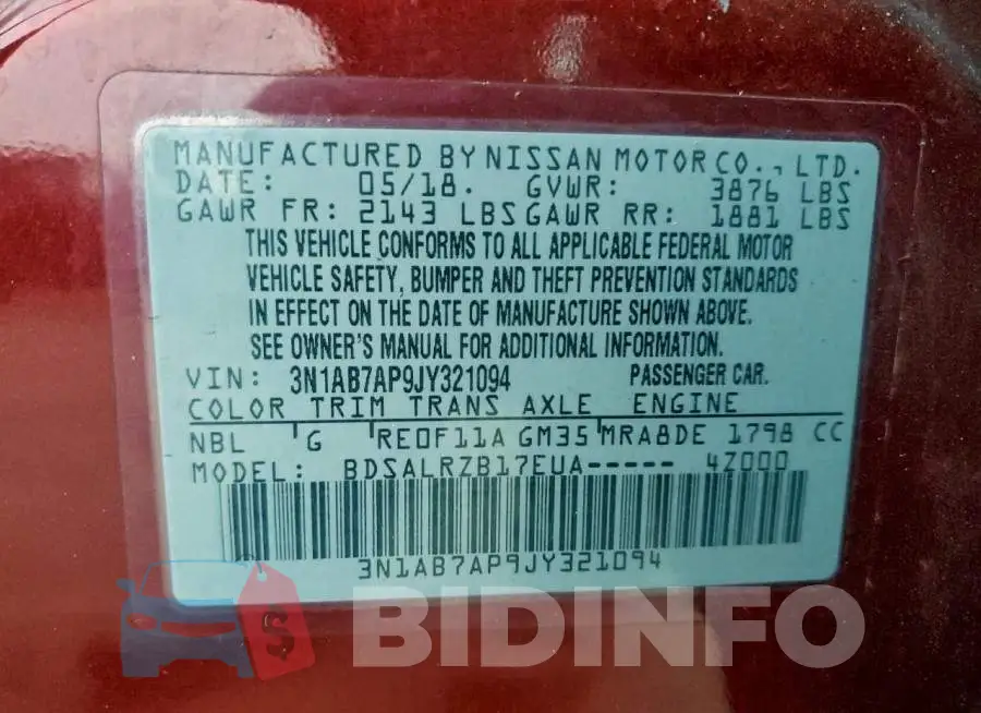 3N1AB7AP9JY321094 Photo# 12