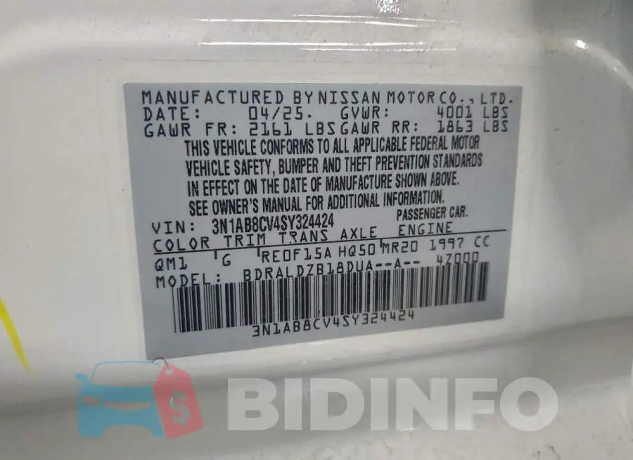 3N1AB8CV4SY324424 Photo# 12