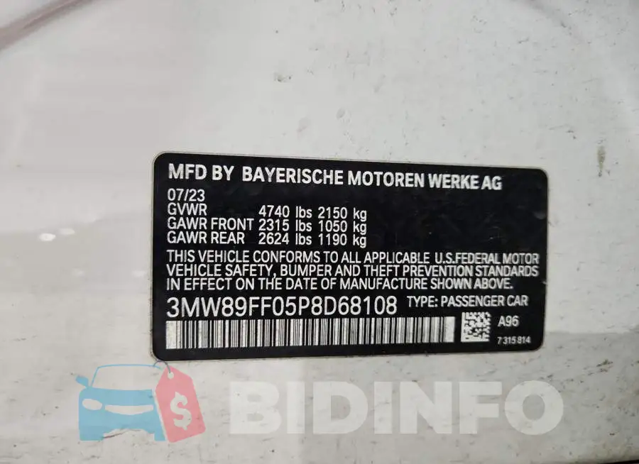 3MW89FF05P8D68108 Photo# 13