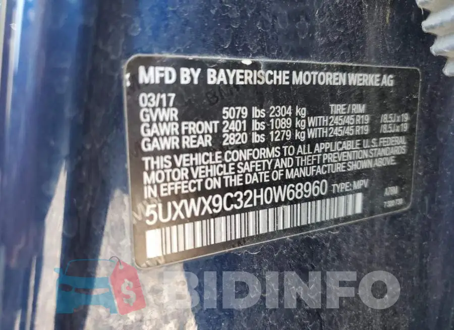 5UXWX9C32H0W68960 Photo# 13