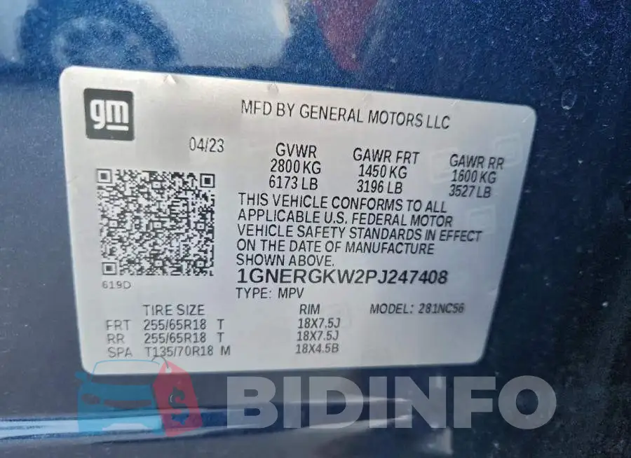 1GNERGKW2PJ247408 Photo# 13