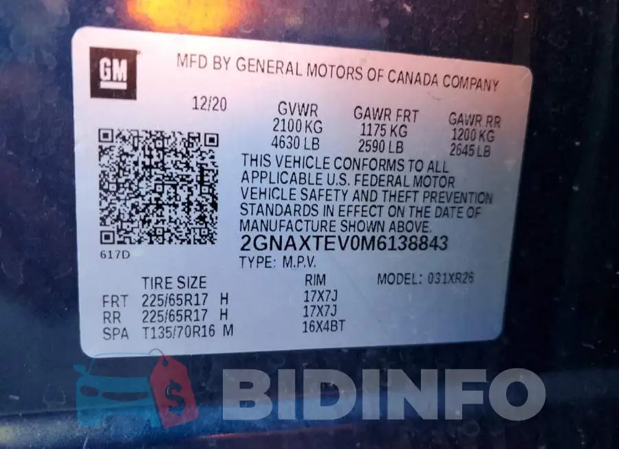 2GNAXTEV0M6138843 Photo# 14