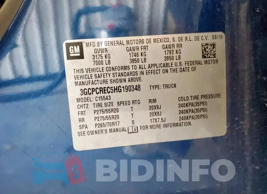 3GCPCREC5HG190348 Photo# 12