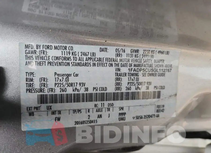 1FADP5CU5GL112767 Photo# 12