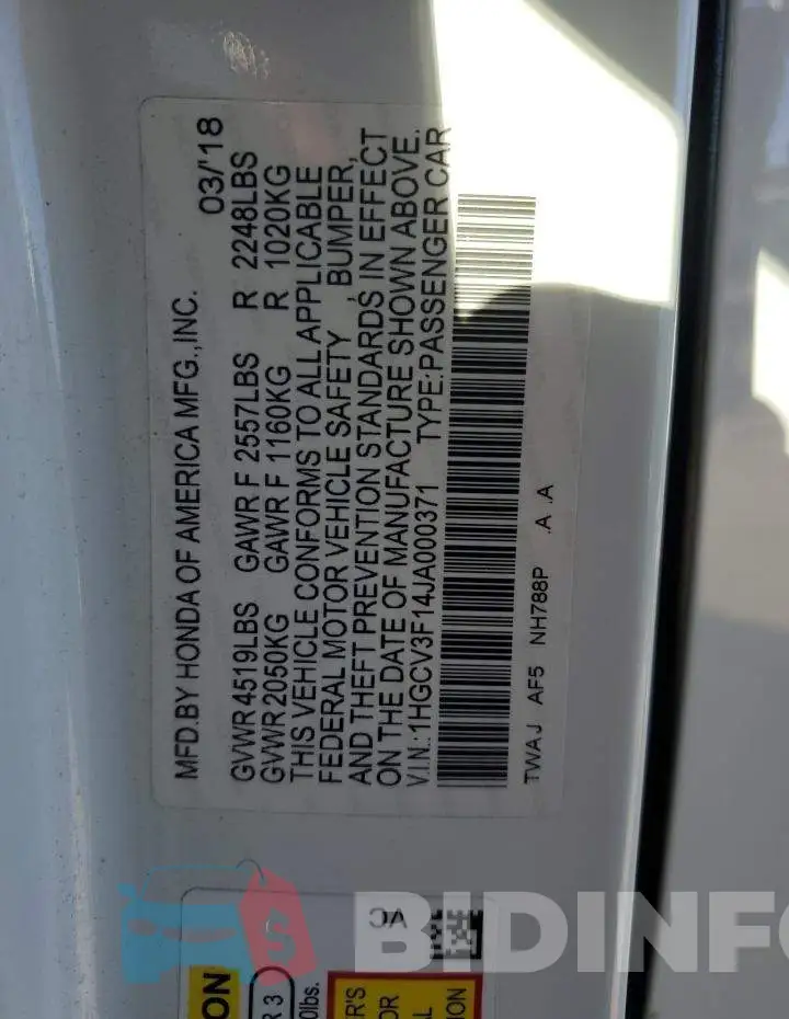 1HGCV3F14JA000371 Photo# 12