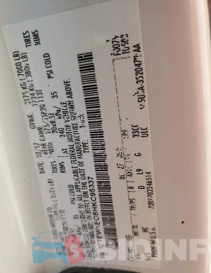 1FTEW1EG5HKC95337 Photo# 12