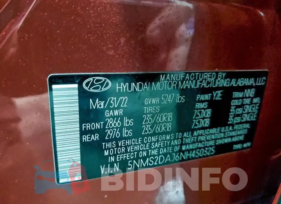 5NMS2DAJ6NH450325 Photo# 14