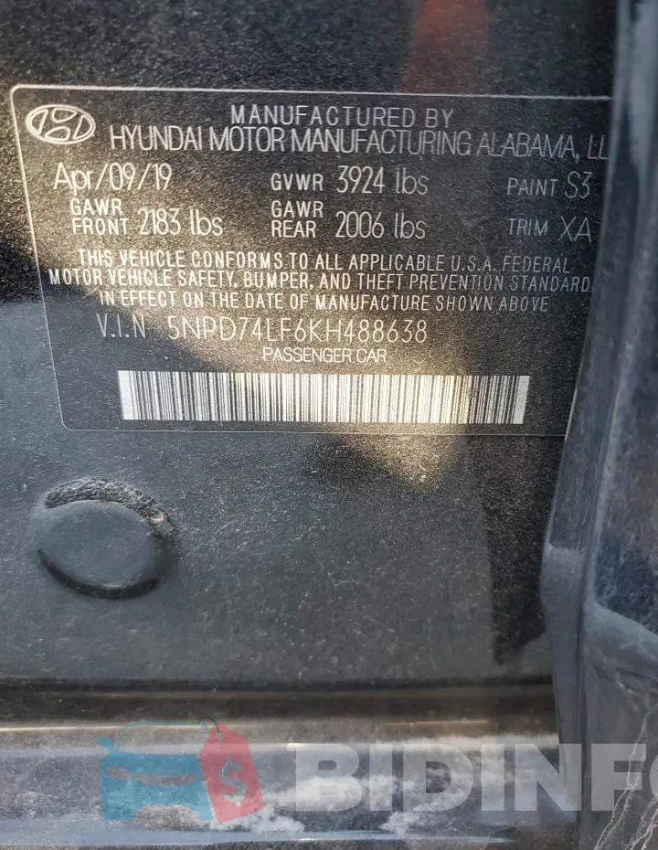 5NPD74LF6KH488638 Photo# 12