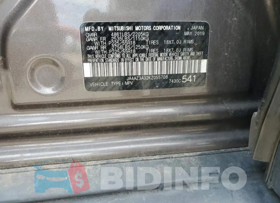 JA4AZ3A32KZ055708 Photo# 12