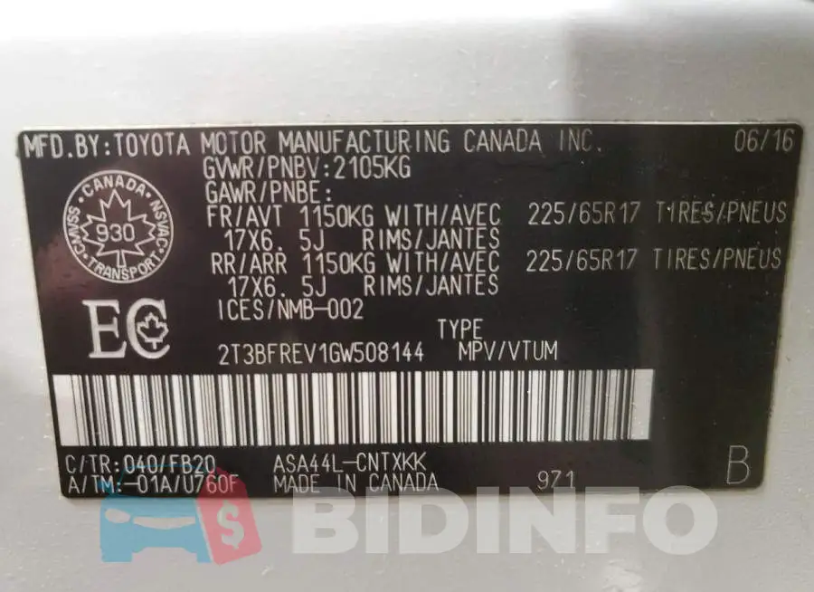 2T3BFREV1GW508144 Photo# 14