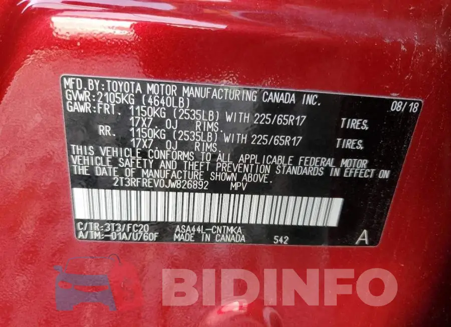 2T3RFREV0JW826892 Photo# 13