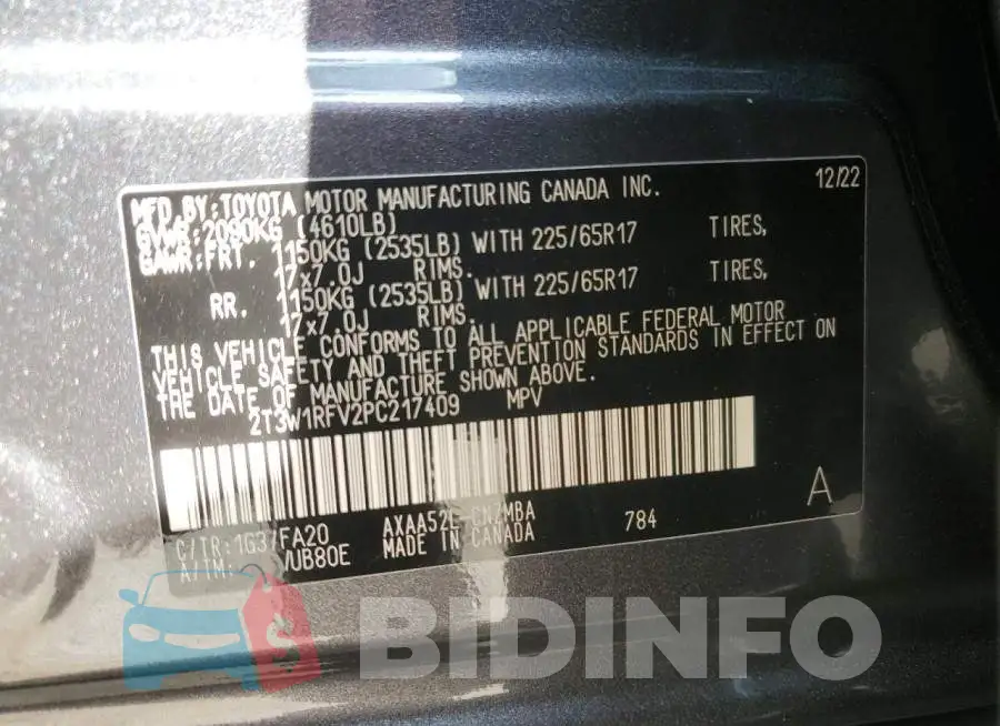 2T3W1RFV2PC217409 Photo# 13