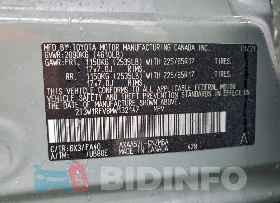 2T3W1RFV8MW132147 Photo# 14
