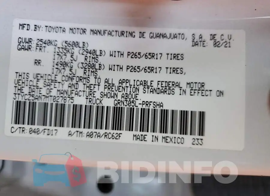 3TYCZ5AN7MT027875 Photo# 12