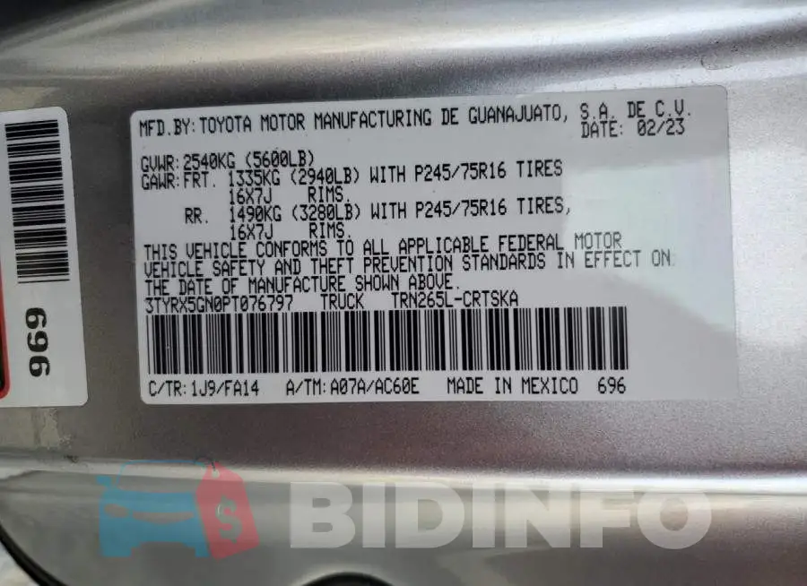3TYRX5GN0PT076797 Photo# 12
