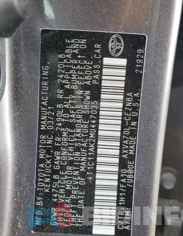 4T1C11AK2MU447035 Photo# 12