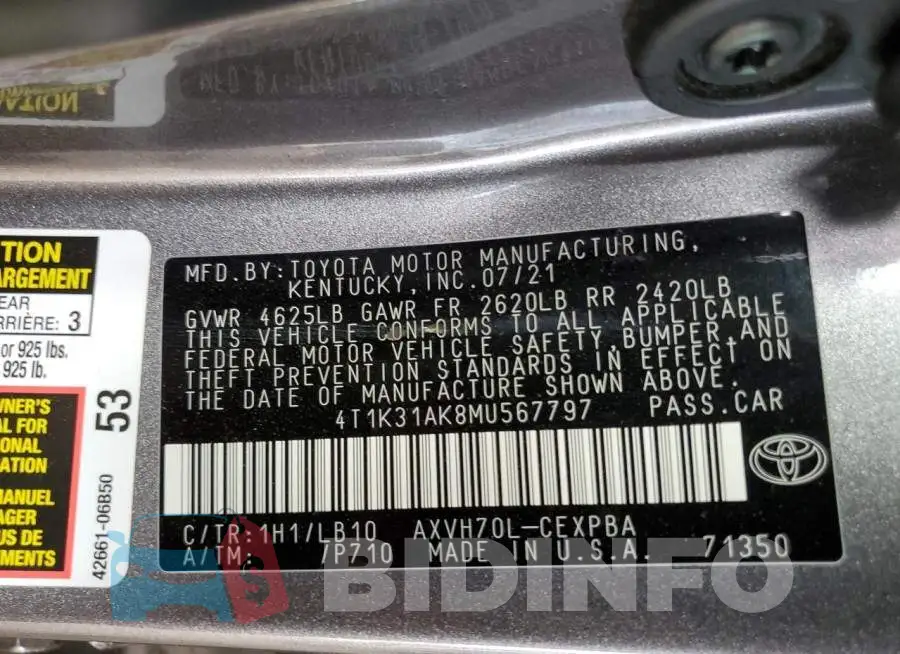 4T1K31AK8MU567797 Photo# 12