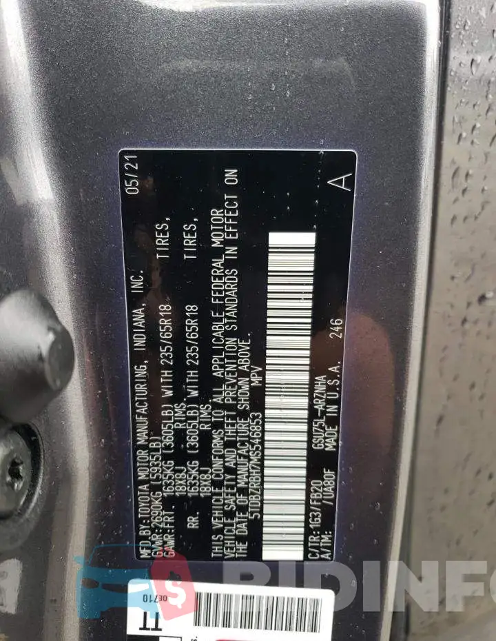 5TDBZRBH7MS546853 Photo# 14