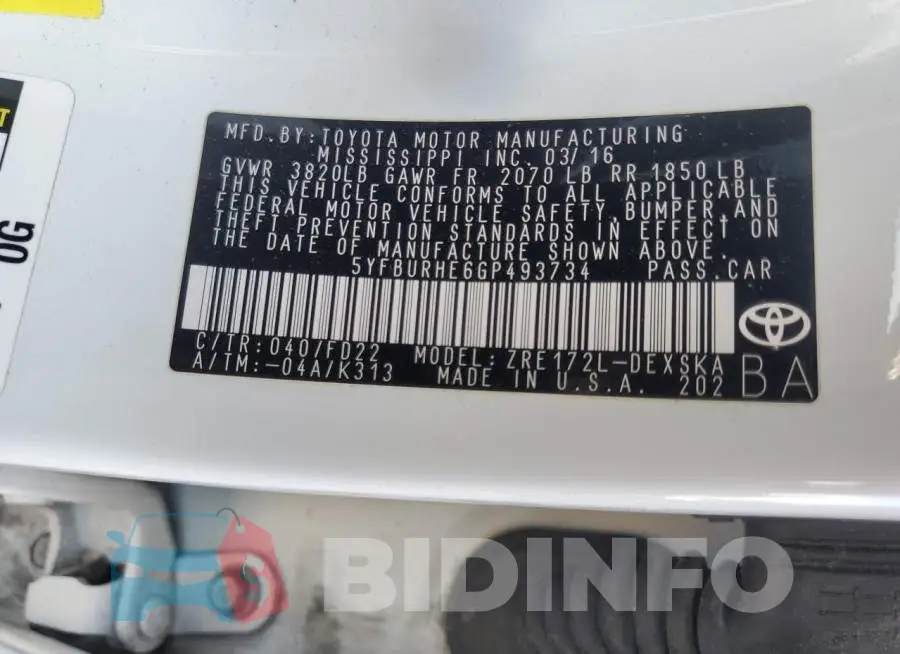 5YFBURHE6GP493734 Photo# 12