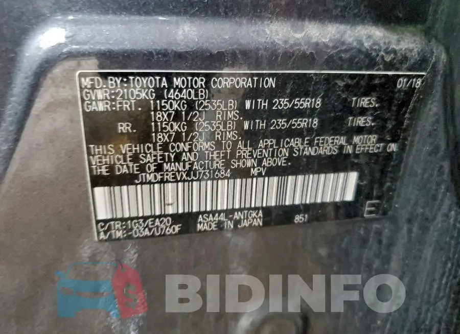 JTMDFREVXJJ731684 Photo# 13