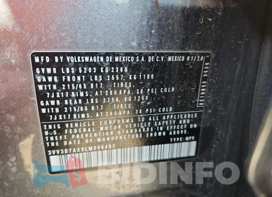 3VV3B7AX9LM096483 Photo# 12