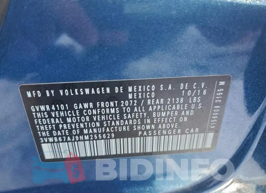 3VWB67AJ9HM255629 Photo# 12